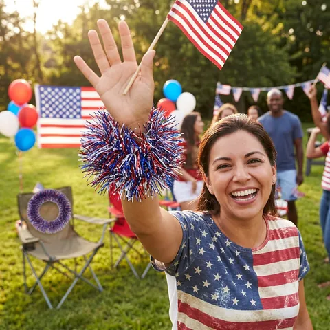 Corsage da Polso in Fili Metallici per il Giorno dell'Indipendenza Rosso Bianco Blu Patriotico per Festa USA