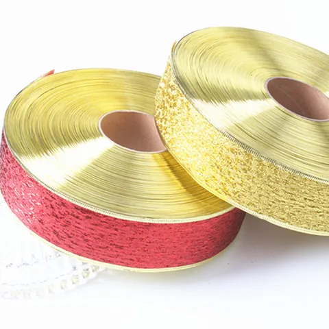 Ruban Pailleté en Polyester de Noël pour Emballage Cadeau Décoration de Fête Style Européen Ruban Artisanal Métallique Brillant