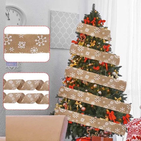 Schneeflocke Muster Weihnachten Juteband Natürliches Juteband Für DIY Handwerk Geschenkverpackung Weihnachtsbaum Deko Rustikale Hochzeit Ornament