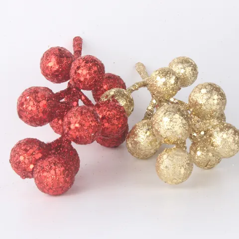 Glitter Artificial Christmas Berry Clusters For Holiday Wreath Christmas Tree DIY Crafts Decoration Home Ornament