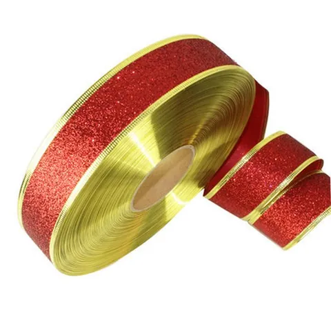 Glitter Ribbon Metallic Edge Decorative Ribbon For Christmas Tree Gift Wrapping Party DIY Crafts Wedding Festive Decor