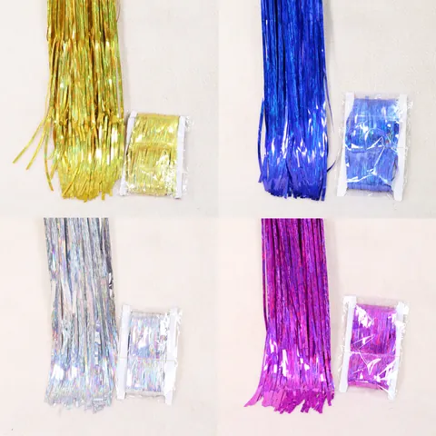1x2m Meteor Laser Rain Silk Curtain For Party Backdrop Decoration Metallic Foil Fringe Streamer For Wedding Venue Layout
