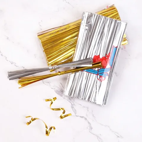 Lacci Metallici Oro Argento Per Sacchetti Regalo Pane Caramelle Confezione Chiusura Nastro Per Natale Matrimonio Festa
