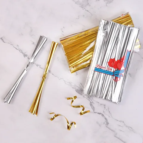 Lacci Metallici Oro Argento Per Sacchetti Regalo Pane Caramelle Confezione Chiusura Nastro Per Natale Matrimonio Festa
