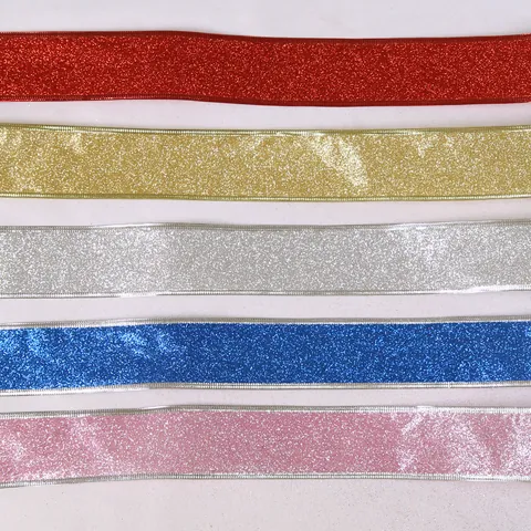 Glitzer Weihnachtsbaum Dekoration Band Glänzendes Drahtkantenband Für DIY Geschenkverpackung Feiertagsparty Ornament Handwerk Dekor