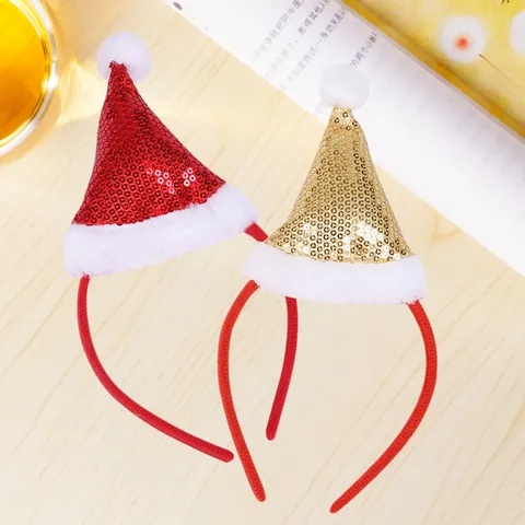 Serre-tête de Chapeau de Noël à Paillettes Mini Bonnet de Noël Festif Bandeau pour Fête Performance Costume de Vacances Accessoires de Cheveux