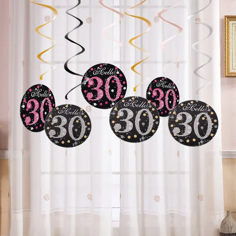30. Geburtstag Party Dekoration Hängende Spiralen Hello 30 Numerisch PVC Karton Decken Deko Jubiläum Zubehör