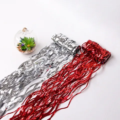 Rideau à Franges en Aluminium PET Métallisé Brillant Tinsel de Porte pour Anniversaire Mariage Fête Noël Décoration de Mur de Fond Décor Photographique