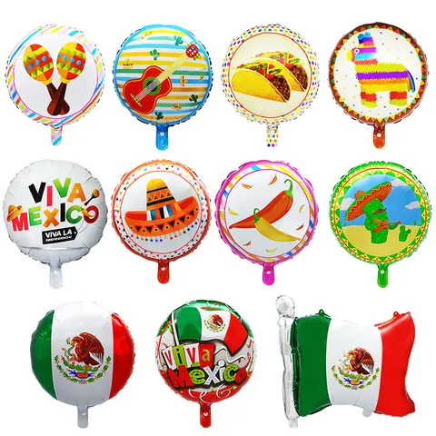 Mexican Fiesta Foil Balloon Cactus Taco Avocado Sombrero Chili Pinata Party Decoration For Mexico Independence Day Fiesta