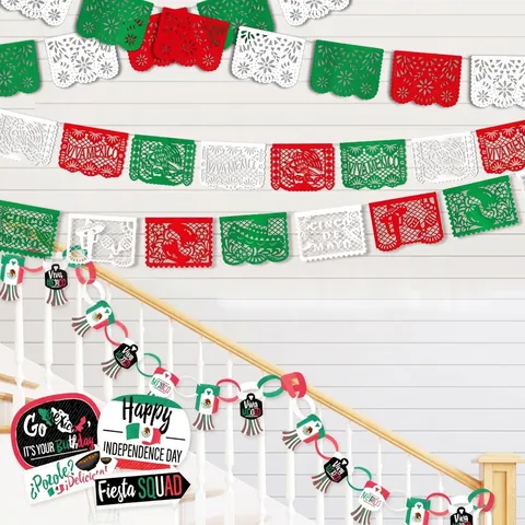 Mexicain Papel Picado Bannière Multicolore Ajourée Plastique Bannière pour Cinco De Mayo Jour Des Morts Carnaval Fête En Plein Air Décoration