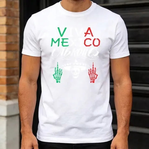 Viva Mexico Cabrones Mexikanischer Unabhängigkeitstag Totenkopf Grafik Baumwolle T-Shirt Casual Unisex Kurzarm Top Tee