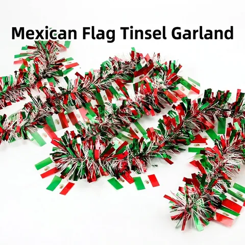 Mexiko Flagge Glittergirlande Rot Weiß Grün Metallic Girlande Für Unabhängigkeitstag Feier Party Dekoration Zubehör