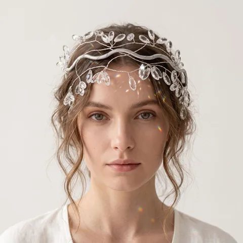 Cerchietto a Ramo Con Perle Artificiali e Strass Fatto a Mano per Donna Elegante Copricapo da Sposa Matrimonio Festa Accessori Capelli