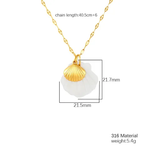 Collana in Stile Oceanico Placcata in Oro 18K Acciaio Inossidabile per Donna Collana con Ciondolo in Conchiglia Naturale Stella Marina Cavalluccio Marino Gioielli da Spiaggia