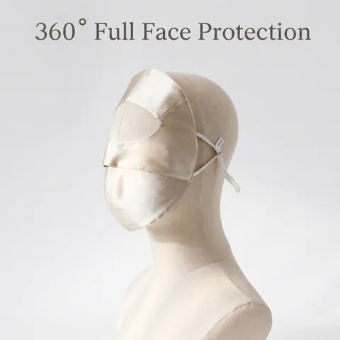 Vollgesicht Sonnenschutzmaske Reine MaulbeerSatin Atmungsaktiv Hautpflege Schlafmaske Verstellbar Damen