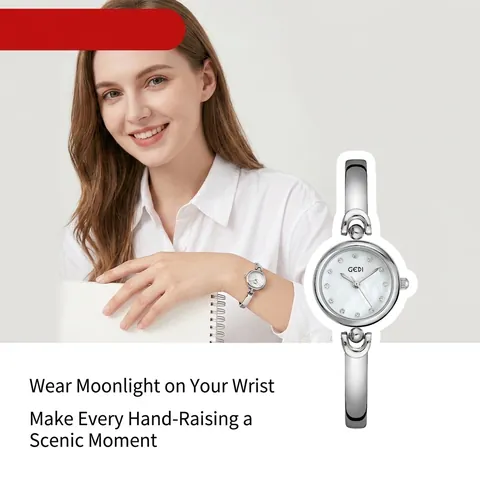 Reloj de Cuarzo para Mujer Brazalete Aleación Acero Inoxidable Diamantes de Imitación Reloj de Pulsera Esfera Nácar Impermeable Moda Joyería