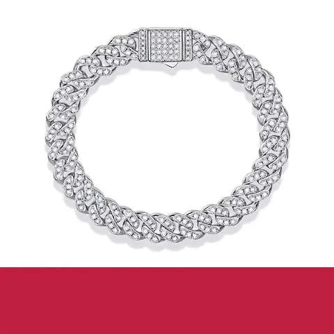 925 Ασημένιο Βραχιόλι Moissanite Cuban Link Για Άνδρες Γυναίκες Κοσμήματα Hip Hop Με Ένθετο Pavé Πολυτελής Αλυσίδα Χεριού