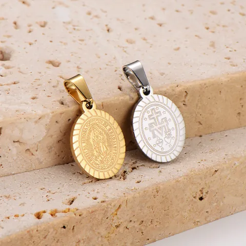Vintage Stainless Steel Our Lady of Guadalupe Oval Pendant Religious Portrait Charm for DIY Jewelry Making Men Women Gold Silver Plated Accessories
