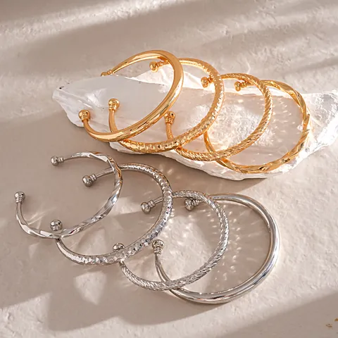 IJzeren Europese Metalen Stijl Gladde C-Vormige Geometrische Open Armring Voor Vrouwen Goud Zilver Gegalvaniseerd Mode Manchet