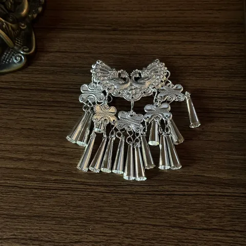 Vintage Silver Iron Butterfly Flower Tassel Hair Clip Exaggerated Duckbill Side Clip Chinese Style Hair Accessory For Women