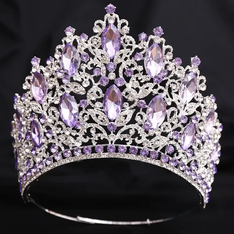 Corona de Novia de Lujo Aleación Strass Cristal Gran Diseño de Hoja Tiara de Boda para Mujer Accesorios para el Cabello