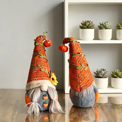 Herfst Oogst Kabouter Decor Zonnebloem Pompoen Gebreide Gezichtsloze Poppen Thanksgiving Herfst Huis Tafel Ornamenten