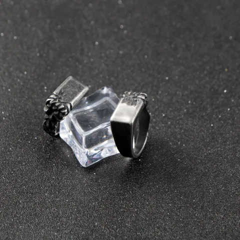 Anillo de Acero Inoxidable Vintage para Hombre Envejecido Hip Hop Geométrico Sello Estilo Punk Joyería Retro