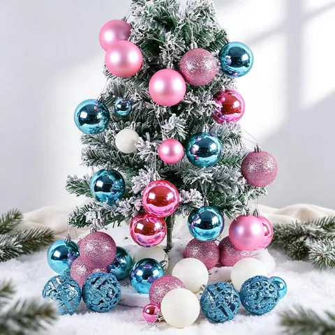 Weihnachtskugeln Set Kunststoff Verschiedene Texturen Glänzend Matt Glitzernd Hohle Dekokugeln Für Weihnachtsbaum Home Deko Party
