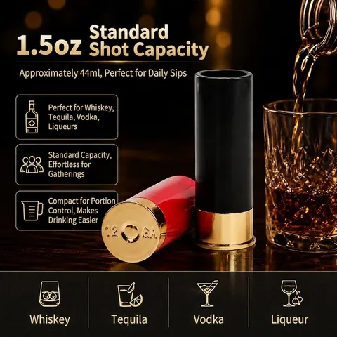 Verres À Shot En Forme De Douille De Fusil Pour Fêtes Tequila Whisky Boisson Rouge Noir Barware Créatif Nouveauté