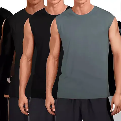 Heren Sneldrogende Sport Tanktop Los Mouwloos Hardlopen Basketbal Training Fitness Vest Atletische Polyester Top