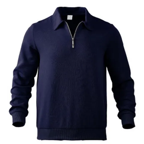 Felpa Polo da Uomo Casual con Mezza Zip Jacquard Manica Lunga Maglione a Costine per Autunno Inverno Stile Smart Casual