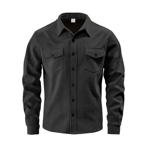 Herren Cord Workwear Jacke Polyester Warm Winddicht Revers Button Down Hemdjacke Langarm Top Für Herbst Winter