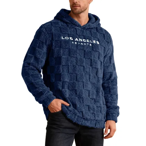 Herren Winter Dick Kapuzenpullover Schachbrett Muster Buchstaben Druck Langarm Oberteil Lässig Sportlich Sweatshirt