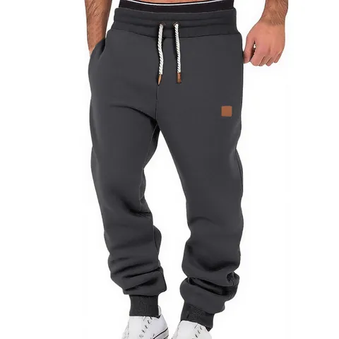 Herren Winter Fleecegefütterte Jogginghose Warme Sportliche Laufhose Elastischer Kordelzug Rippbündchen Lässige Sportbekleidung