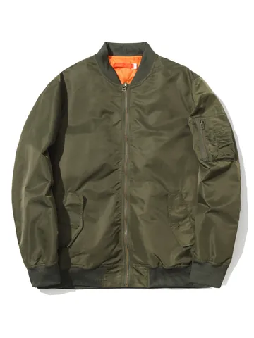 Giacca Bomber MA-1 da Uomo in Stile Americano Classica Tinta Unita Antivento Giacca da Baseball per Primavera Autunno Top
