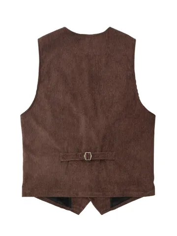 Gilet Vintage in Velluto a Coste da Uomo Scollo a V Giacca senza Maniche Business Casual con Bottoni e Tasche Stile Retro Top Tinta Unita