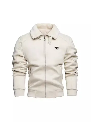 Giacca da Uomo in Poliestere Scamosciato Vintage Capispalla Invernali Caldi Con Collo in Pelliccia Sintetica Cappotto Casual
