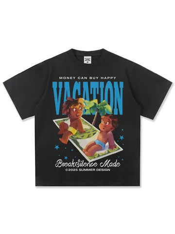 Amerikanische Illustration Urlaub Grafik T-Shirt Für Herren Oversized Baumwolle Rundhals Kurzarm Streetwear Lässiges Top