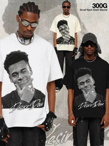 Camiseta de Algodón Casual para Hombre Estampado Gráfico de Estrella de Fútbol Manga Corta Cuello Redondo Ajuste Suelto Top