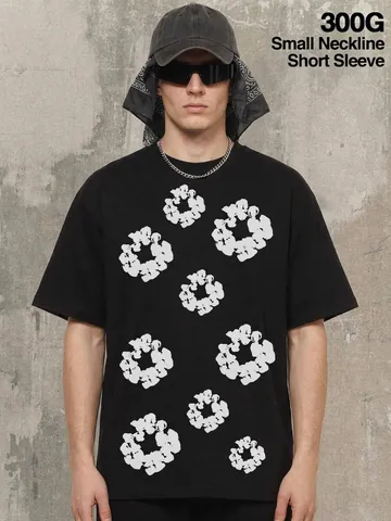 Herren Heavyweight Baumwolle Grafik T-Shirt Amerikanischer Vintage Streetwear Bedruckt Kurzarm Top Casual Tee Für Sommer