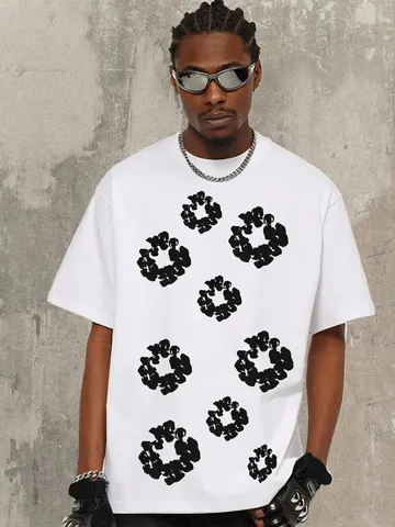 Herren Heavyweight Baumwolle Grafik T-Shirt Amerikanischer Vintage Streetwear Bedruckt Kurzarm Top Casual Tee Für Sommer