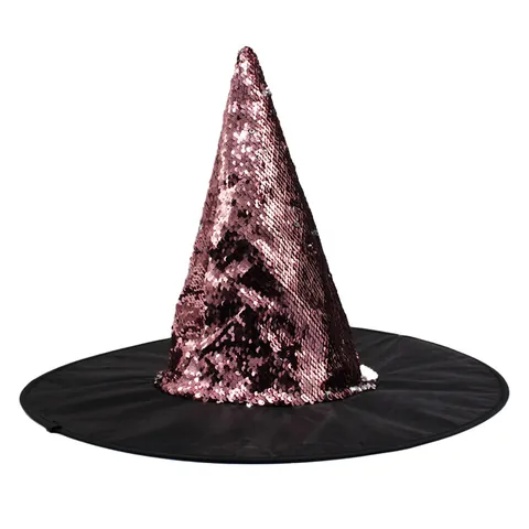 Oxford Cloth Halloween Witch Hat Wizard Hat Sequin Spider Web Pattern For Masquerade Party Costume Accessories