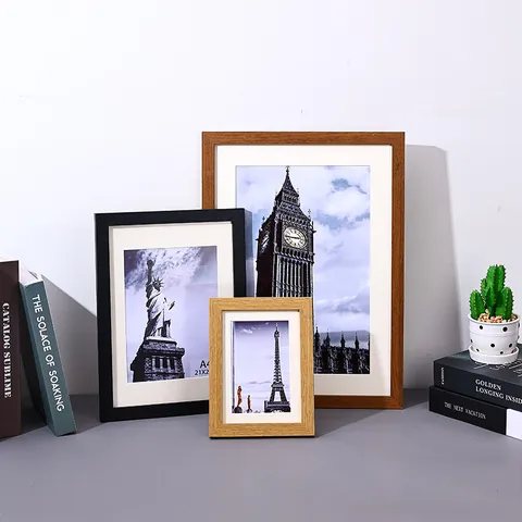 Marco de Fotos Moderno Minimalista de Madera Manufacturada Con Vidrio de Alta Transparencia Para Decoración de Pared Boda Casa