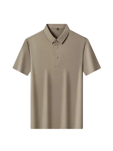 Polo Homme Été Mince Business Casual Manches Courtes Soie Glacée Respirant Haute Élasticité Top sans Repassage pour Bureau Quotidien