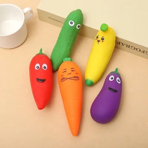 Simulation Vegetable Squeeze Toy TPR Soft Rubber Decompression Toy Cute Cartoon Banana Carrot Cucumber Stress Relief Toy