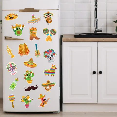Mexicaanse Dag Van De Doden Schedel Halloween Kerst Onafhankelijkheidsdag Bloemig Zachte Magneet Koelkastmagneten Decoratie