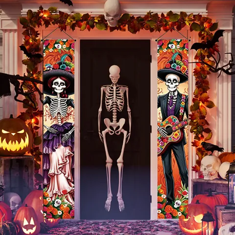 Pancarta De Porche Mexicana Día De Los Muertos Dia De Los Muertos Exterior Interior Poliéster Calavera Decoración Fiesta