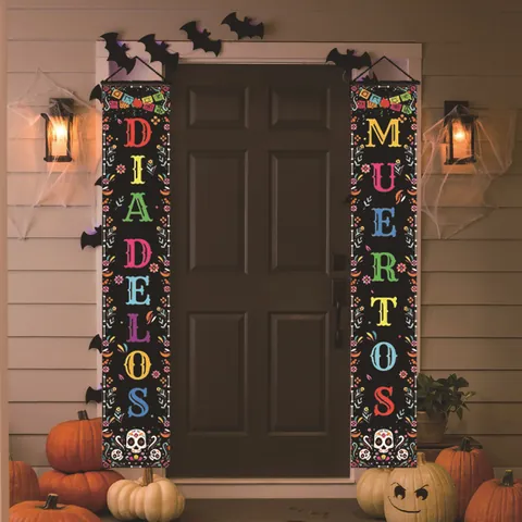 Pancarta De Porche Mexicana Día De Los Muertos Dia De Los Muertos Exterior Interior Poliéster Calavera Decoración Fiesta