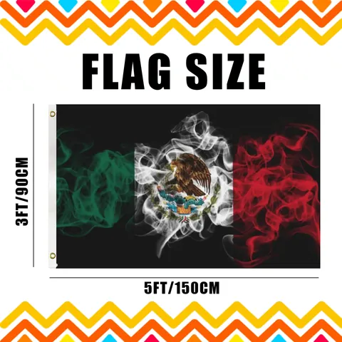 Mexiko Unabhängigkeitstag Flagge Polyester Raucheffekt Künstlerisches Banner Für Innen Außen Festival Feier Viva Mexiko Haus Garten Dekor