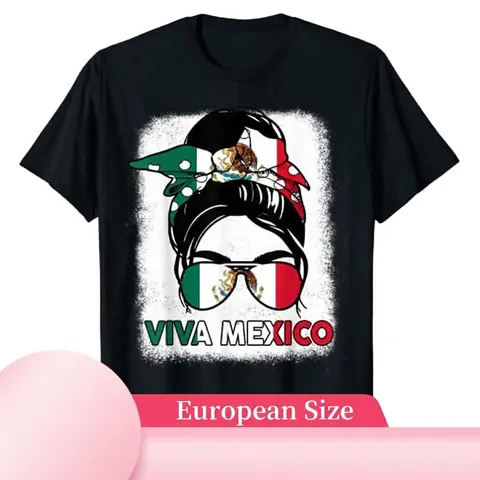 T-Shirt en Coton pour Femmes Jour Indépendance Mexique Viva Mexico Imprimé Haut Décontracté